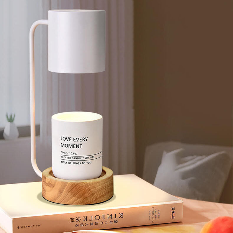 Japanese Minimalist Wood And Metal Candle Warmer Table Lamp