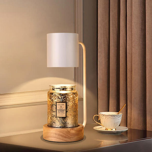 Japanese Minimalist Wooden Base Dimmable Candle Warmer Table Lamp