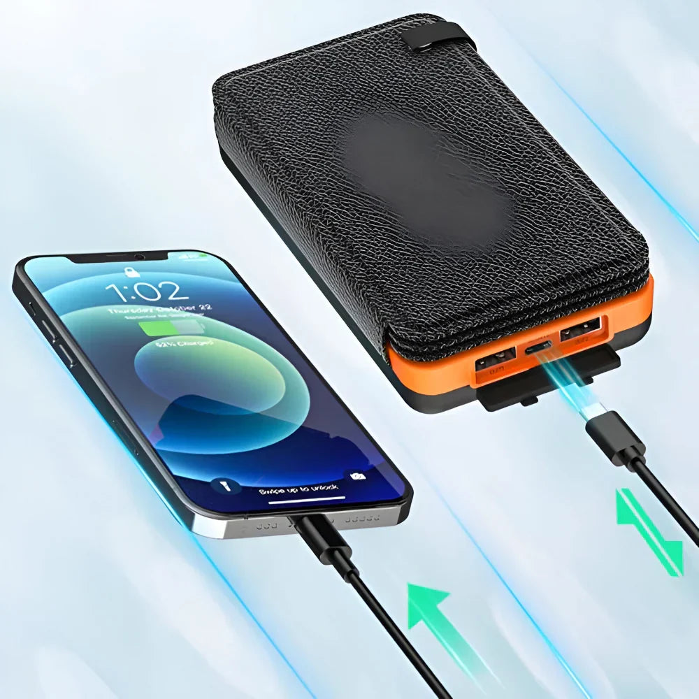 Portable Rugged Outdoor Solar Power Bank Charger with Foldable Panel