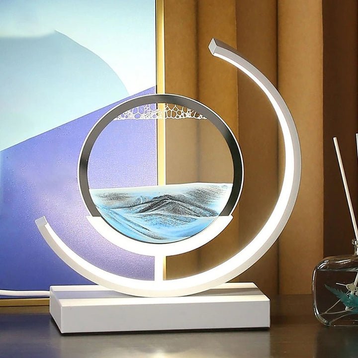 Rotating Sand Art Sculpture Table Lamp With Ambient Illumination