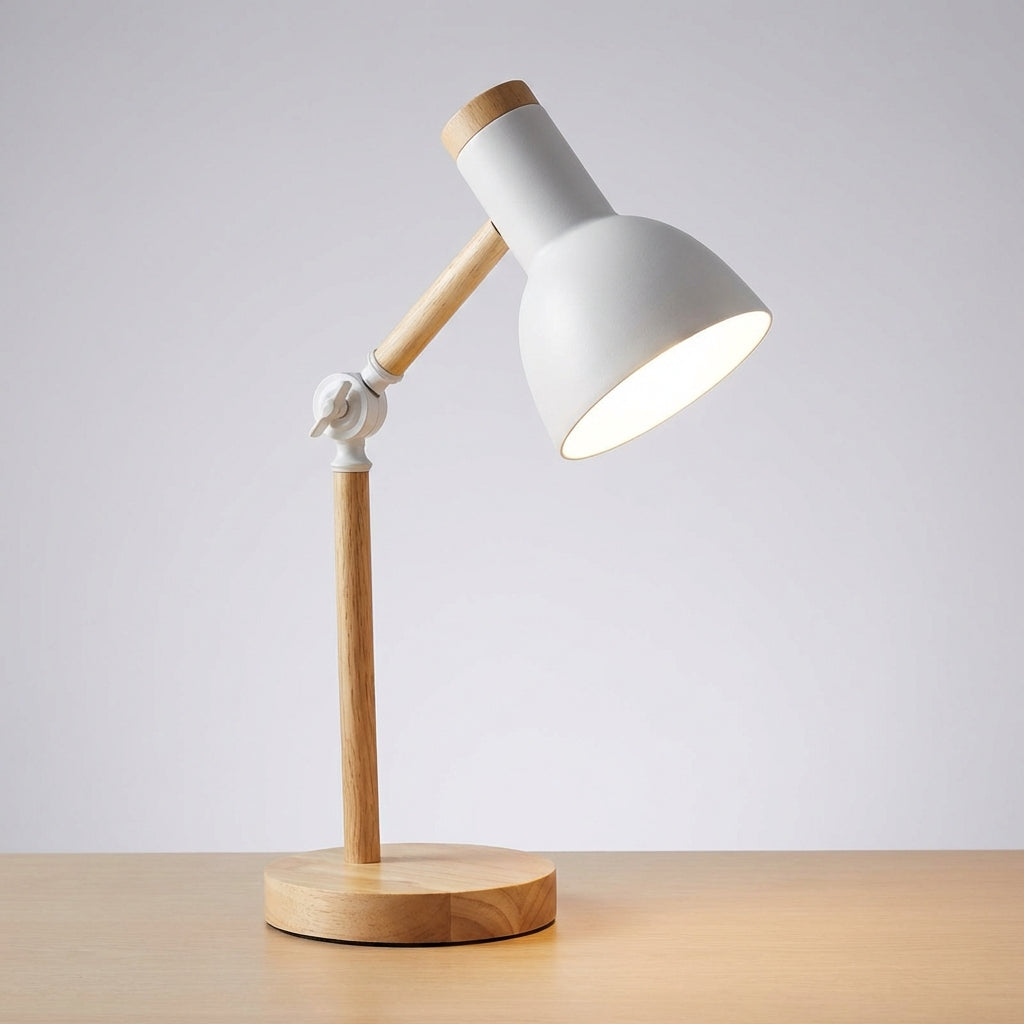 Scandinavian Half Dome Wood And Metal Adjustable Task Table Lamp