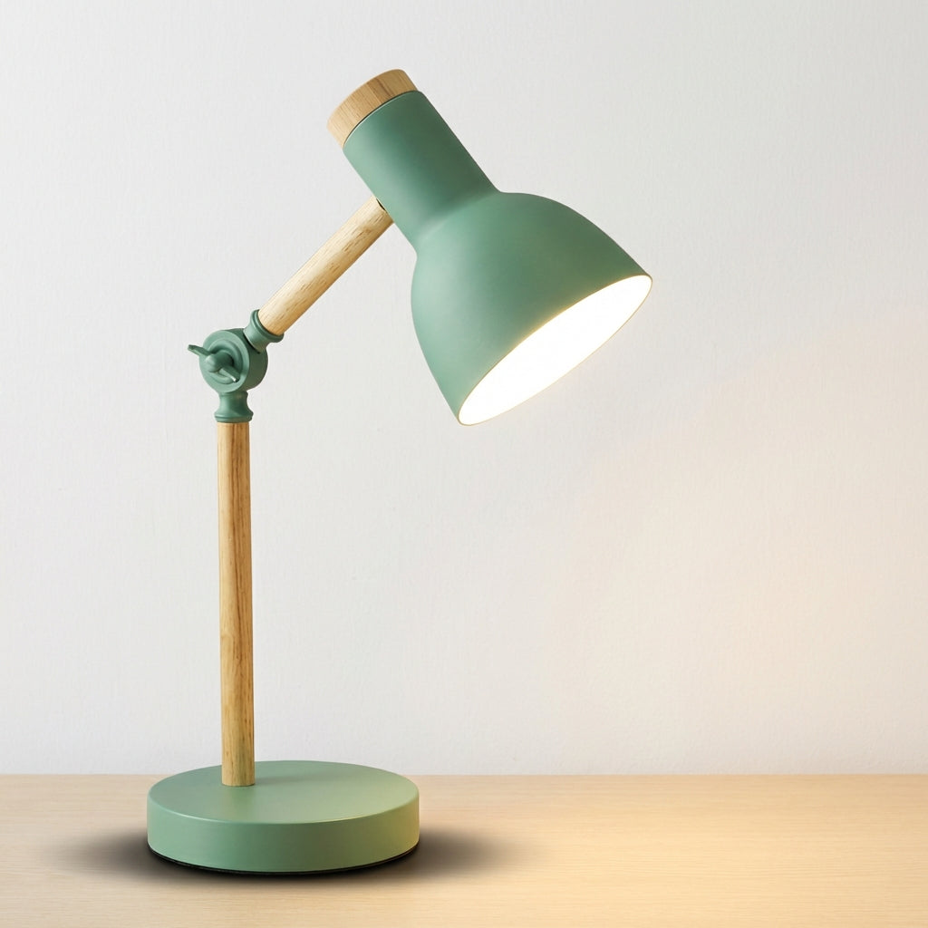 Scandinavian Half Dome Wood And Metal Adjustable Task Table Lamp