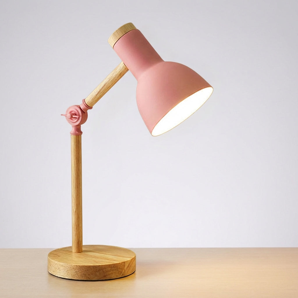 Scandinavian Half Dome Wood And Metal Adjustable Task Table Lamp