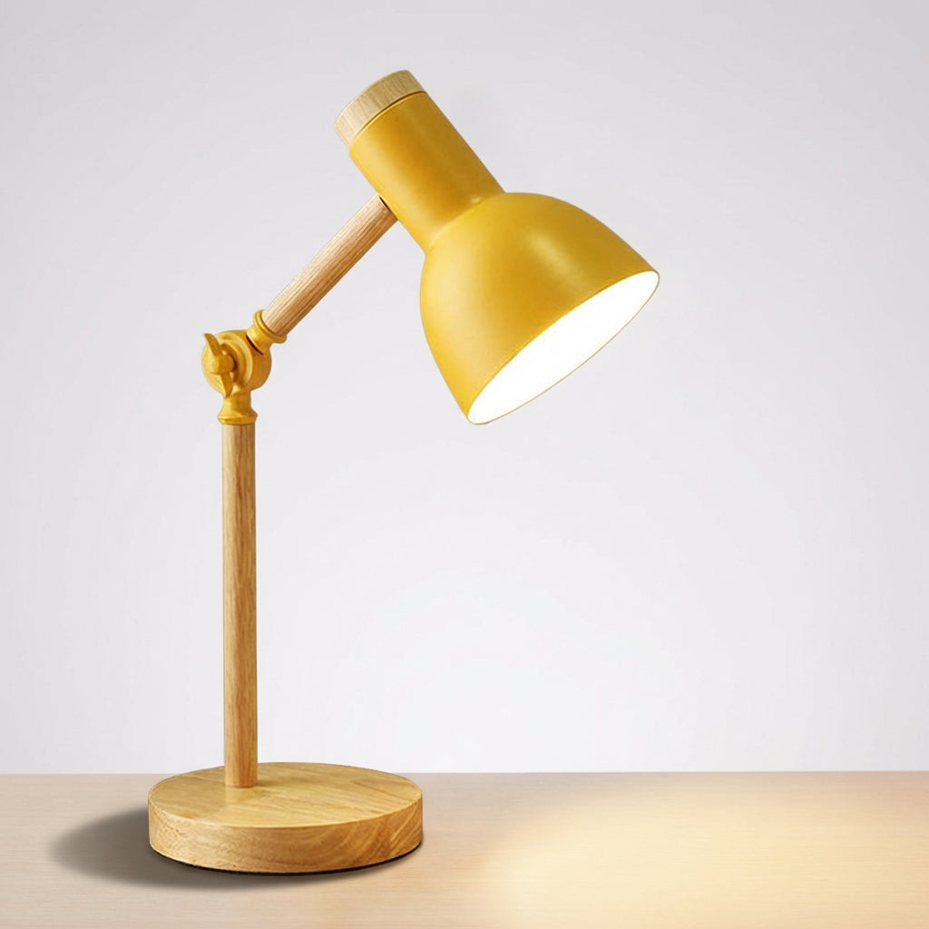 Scandinavian Half Dome Wood And Metal Adjustable Task Table Lamp