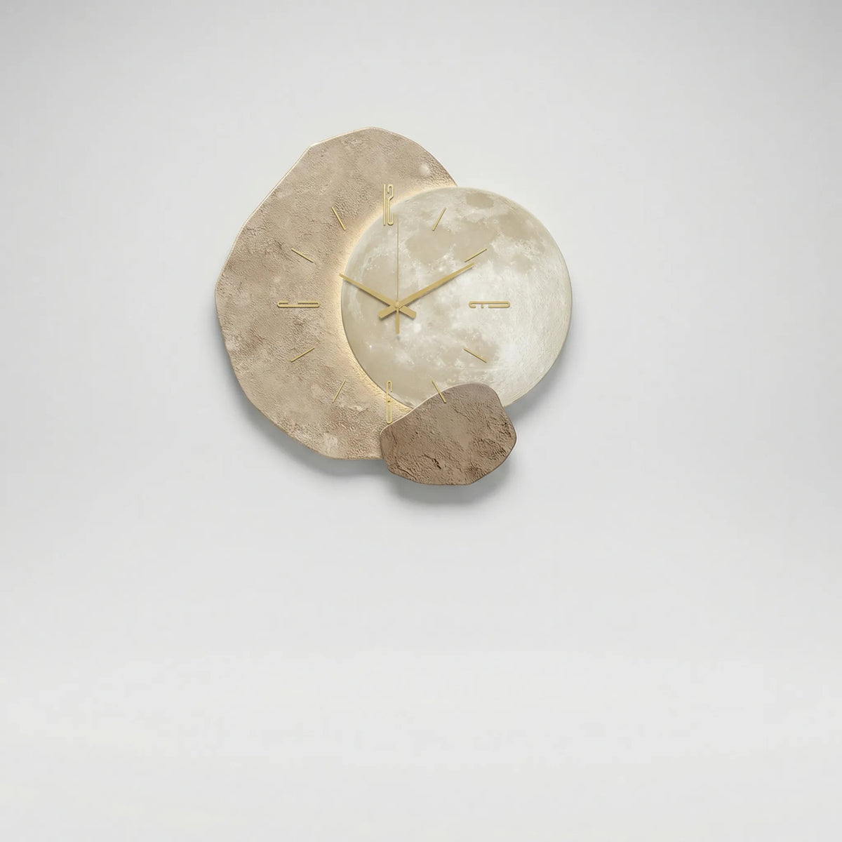Asymmetrical Layered Stone Silhouette Illuminated Silent Quartz Wall Clock