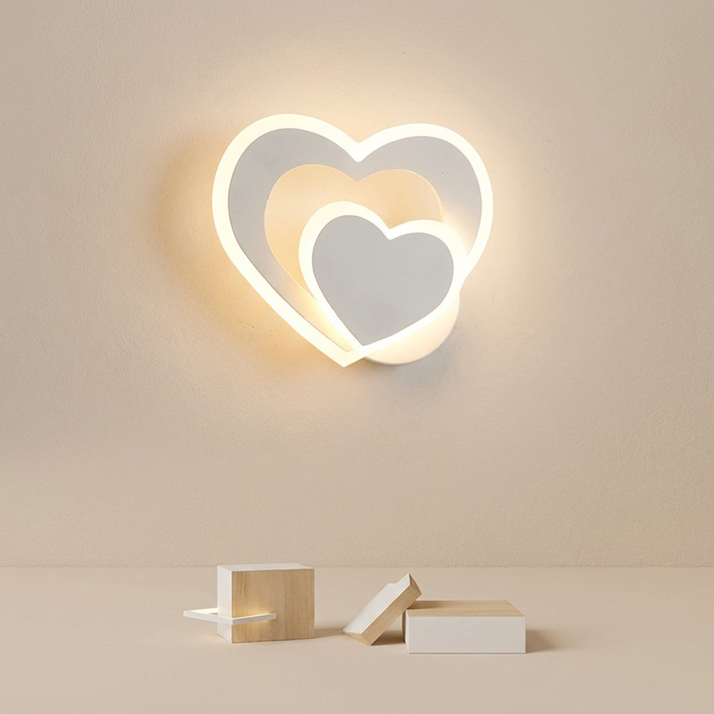 Heart-Shaped Iron Frame Acrylic Cover Wall Light