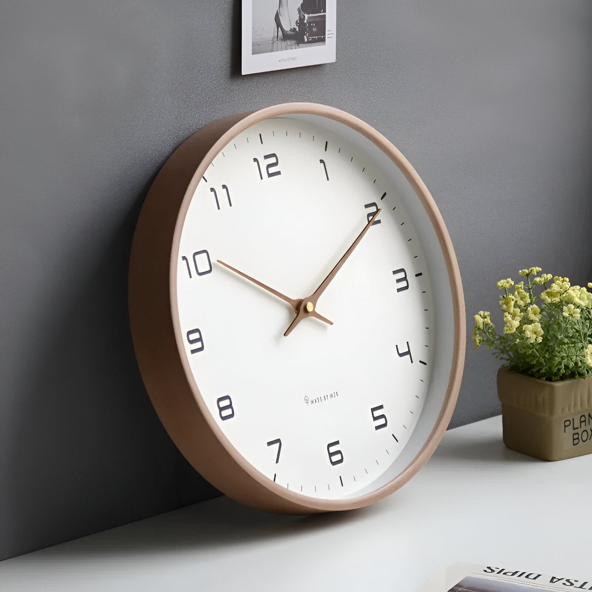 Nordic Minimalist Wood Frame Silent Quartz Wall Clock