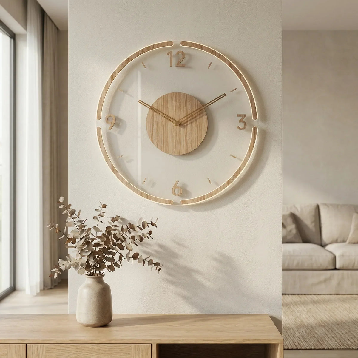 Minimalist Scandinavian Open Ring Silent Round Wall Clock
