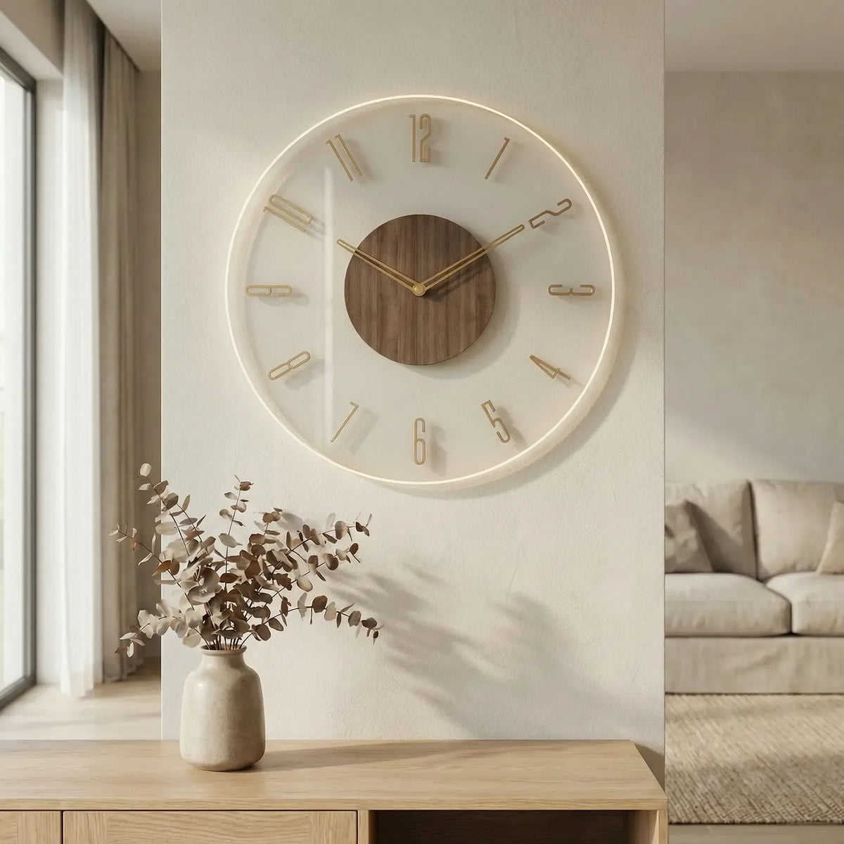 Minimalist Scandinavian Open Ring Silent Round Wall Clock