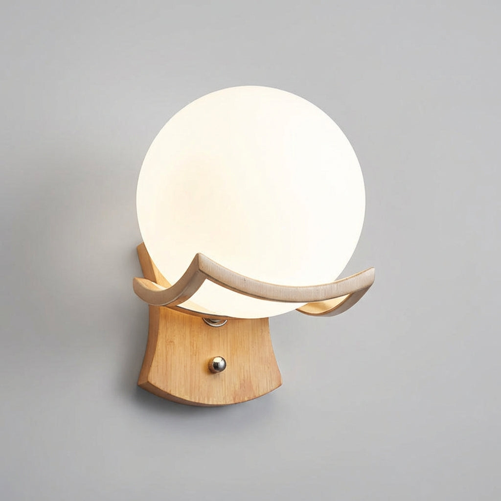 Minimalist Spherical Globe Wood Metal Wall Light