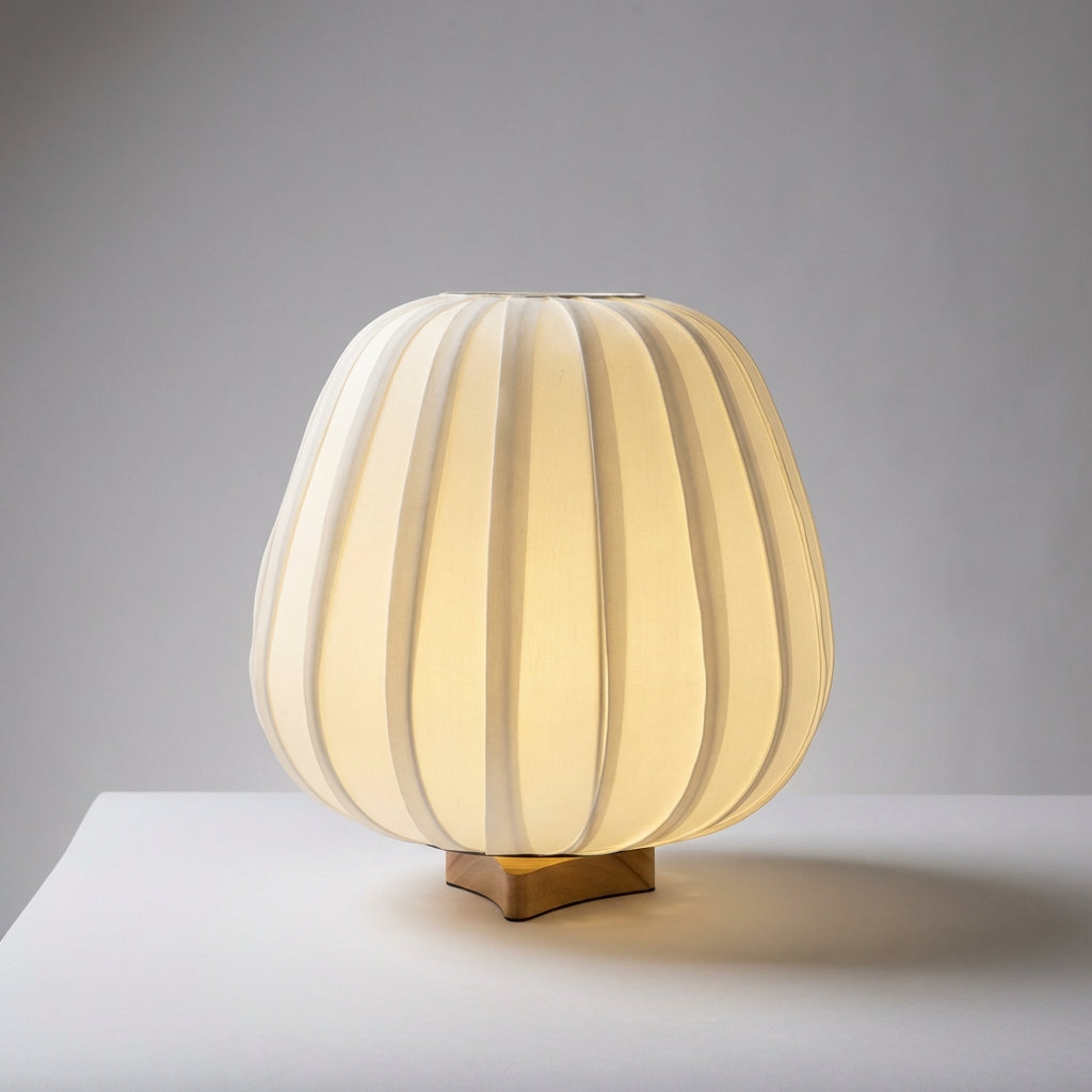 Minimalist Bamboo Base Fabric Shade Bedside Table Lamp