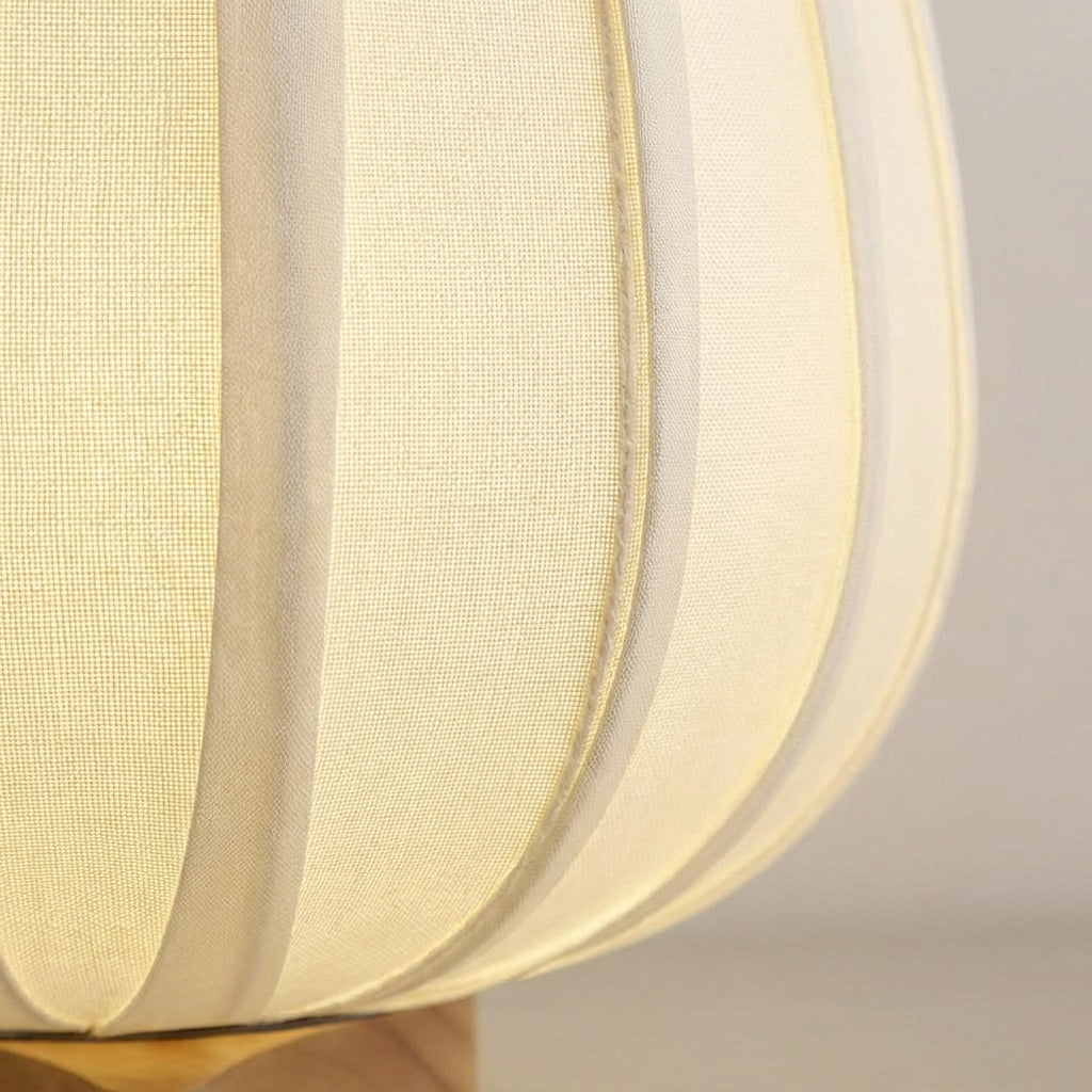 Minimalist Bamboo Base Fabric Shade Bedside Table Lamp