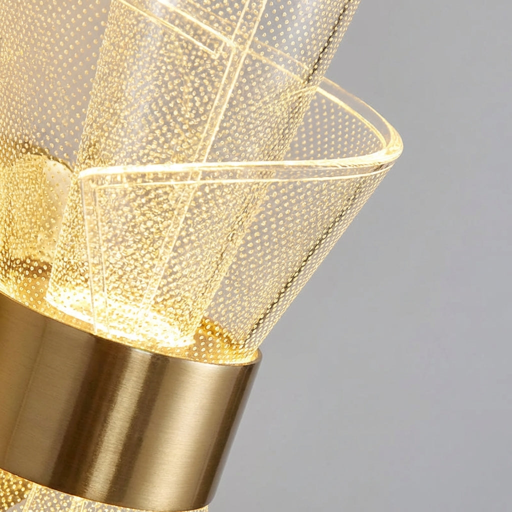 Sculptural Curved Acrylic Diffuser Polished Metal Mount Wall Light