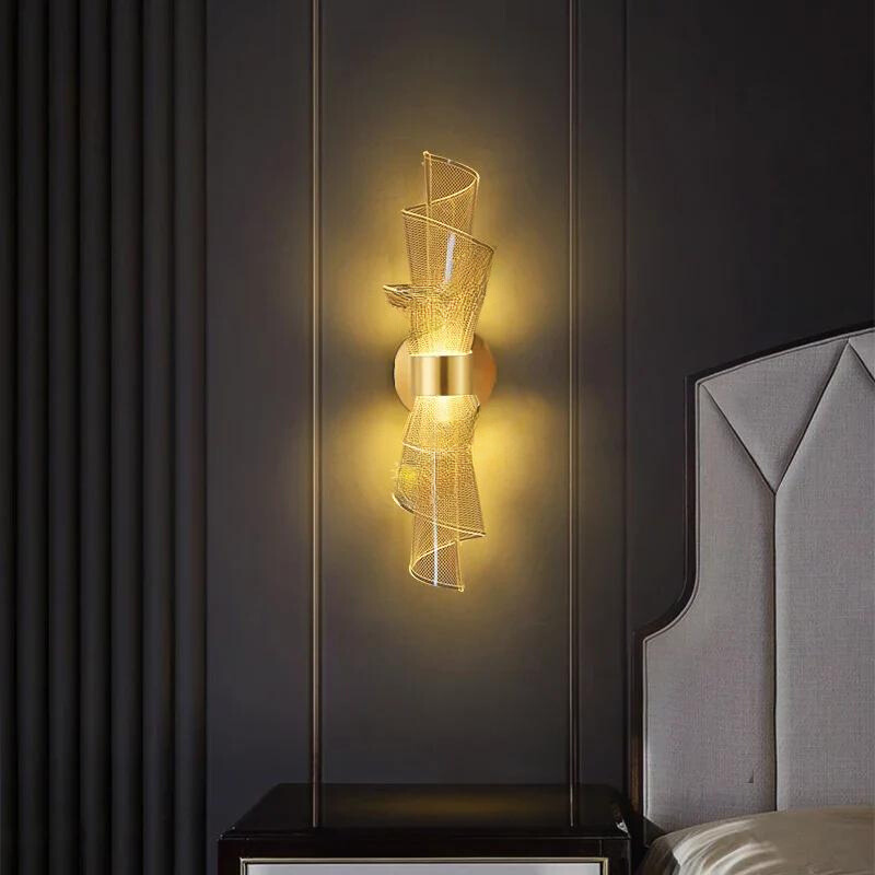 Sculptural Curved Acrylic Diffuser Polished Metal Mount Wall Light