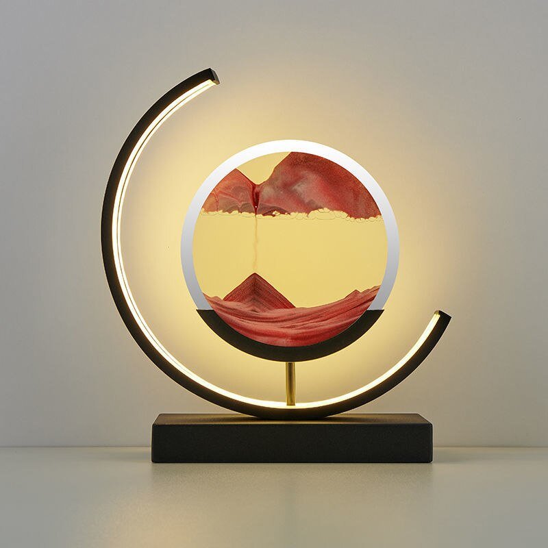 Rotating Sand Art Sculpture Table Lamp With Ambient Illumination