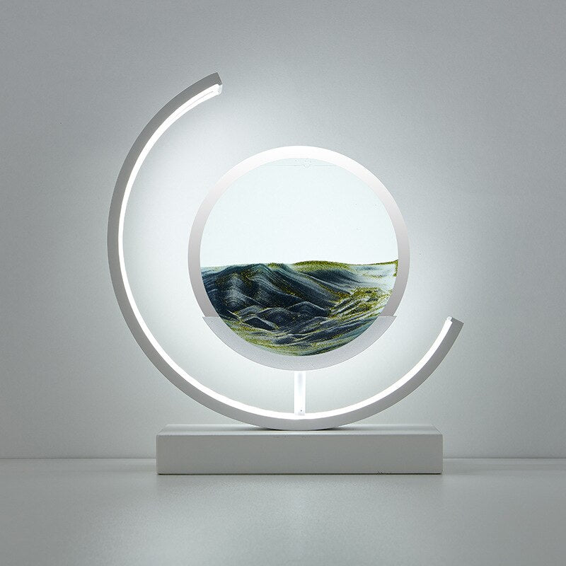 Rotating Sand Art Sculpture Table Lamp With Ambient Illumination