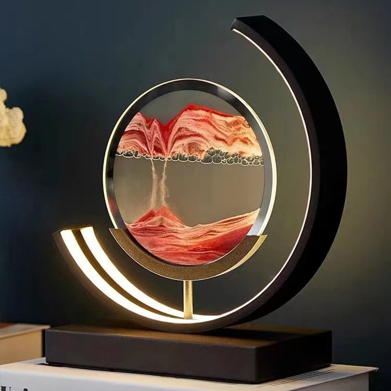 Rotating Sand Art Sculpture Table Lamp With Ambient Illumination