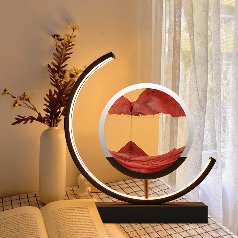 Rotating Sand Art Sculpture Table Lamp With Ambient Illumination