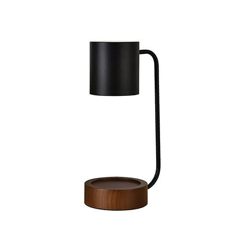 Japanese Minimalist Wood And Metal Candle Warmer Table Lamp