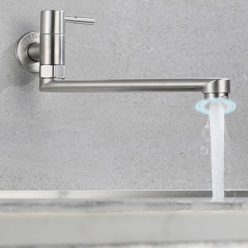Low-Profile Swivel Spout Stainless Steel Wall Mounted Pot Filler Faucet