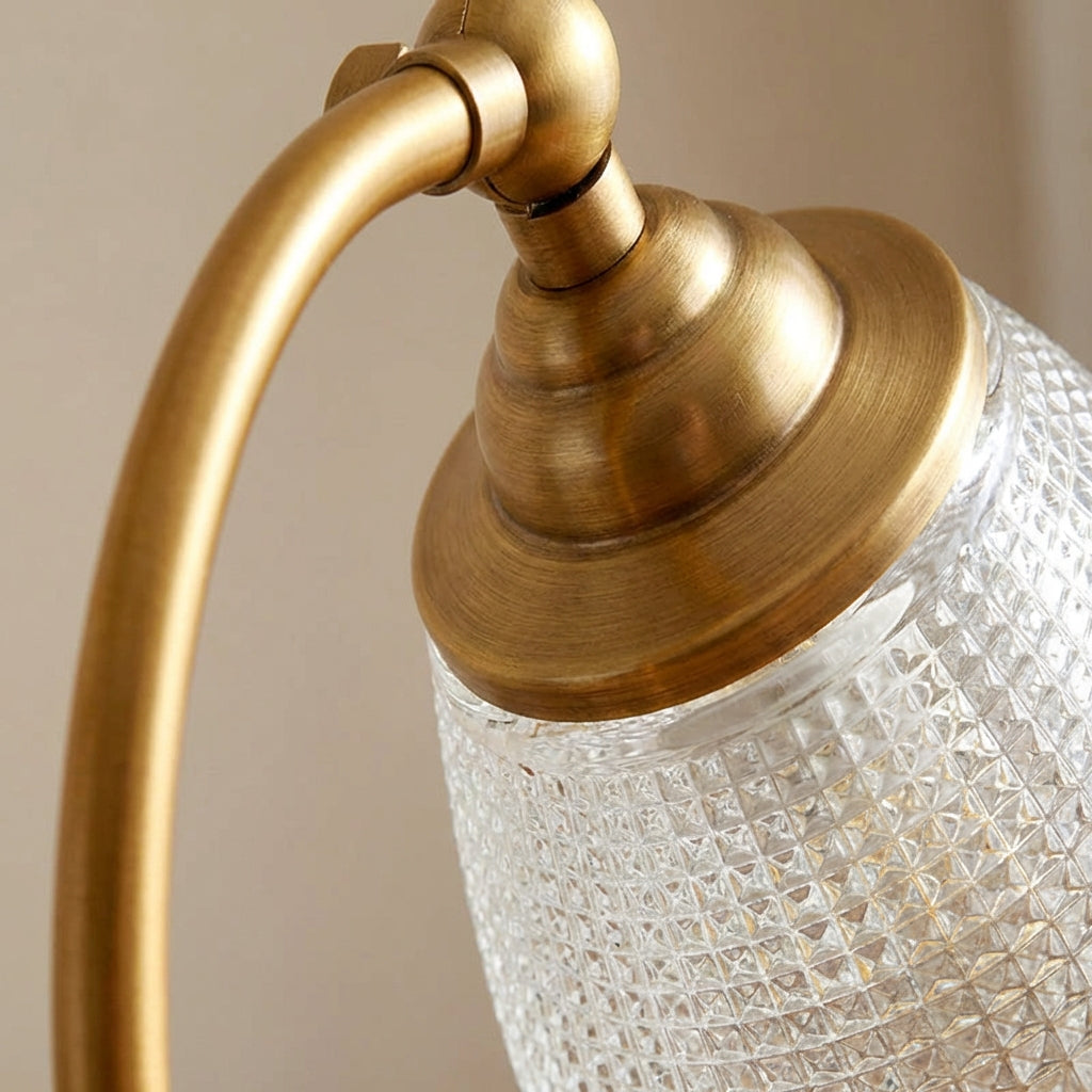 Vintage Curved Silhouette Metallic Finish Patterned Shade Table Lamp