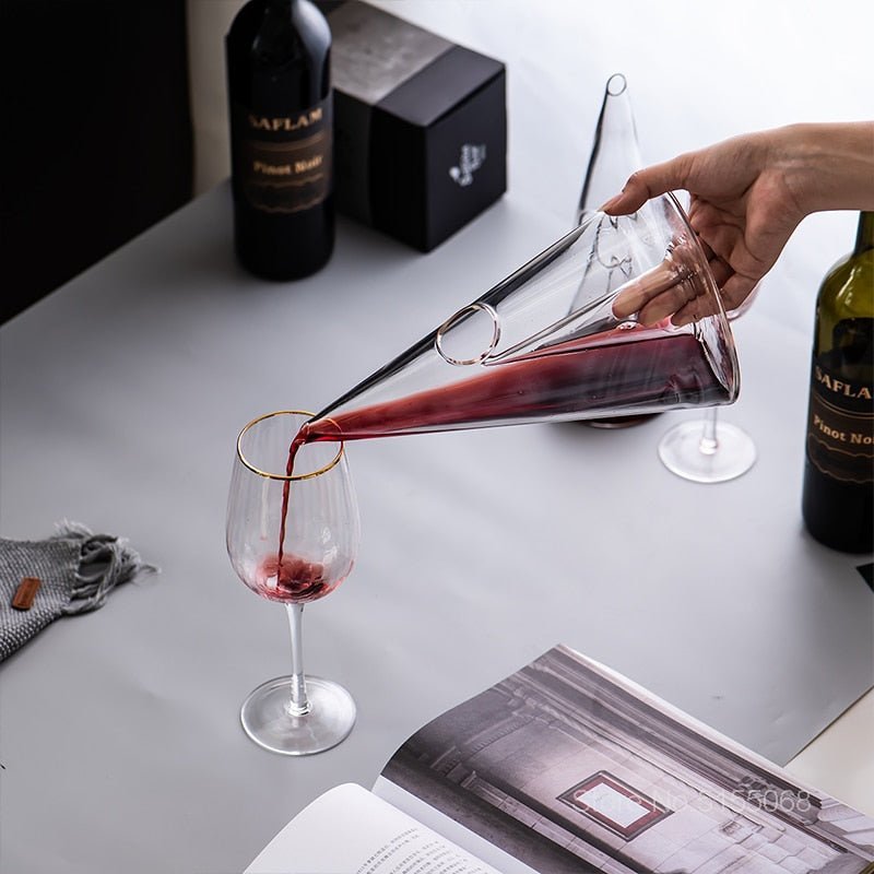 Sleek Conical Glass Wine Carafe Decanter