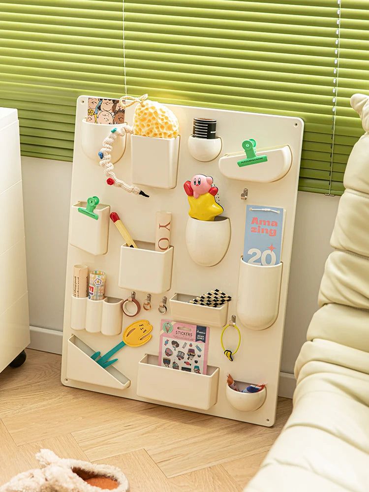 Multi Pocket Hooks Clips Plastic Wall Storage Shelf Organizer