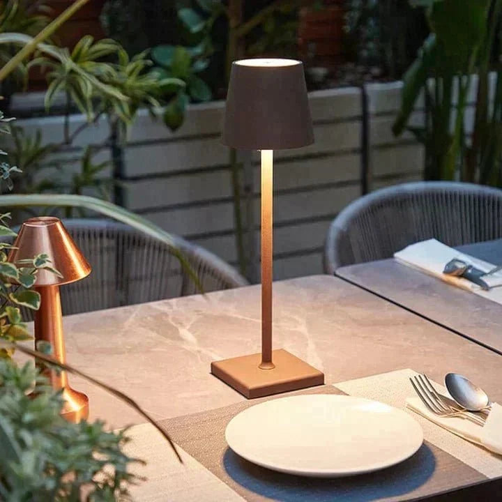 Modern Aluminum Metallic Rechargeable Touch Dimmable Cordless Table Lamp