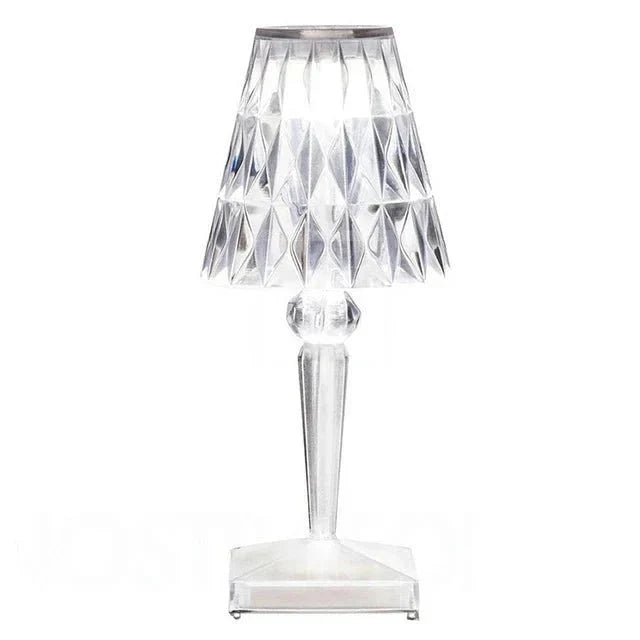 Sculptural Crystal Effect Acrylic Rechargeable Table Lamp