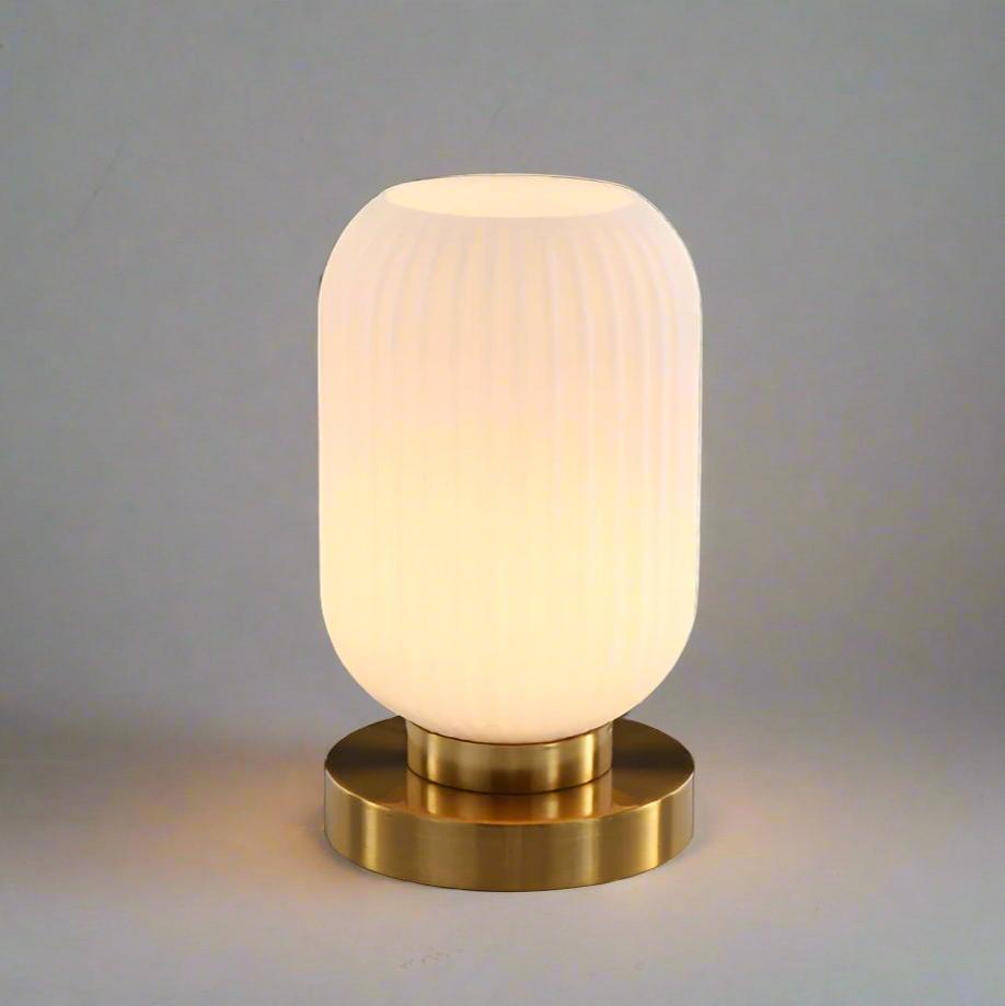 Scandinavian Amber Cut Glass Slim Metal Table Lamp