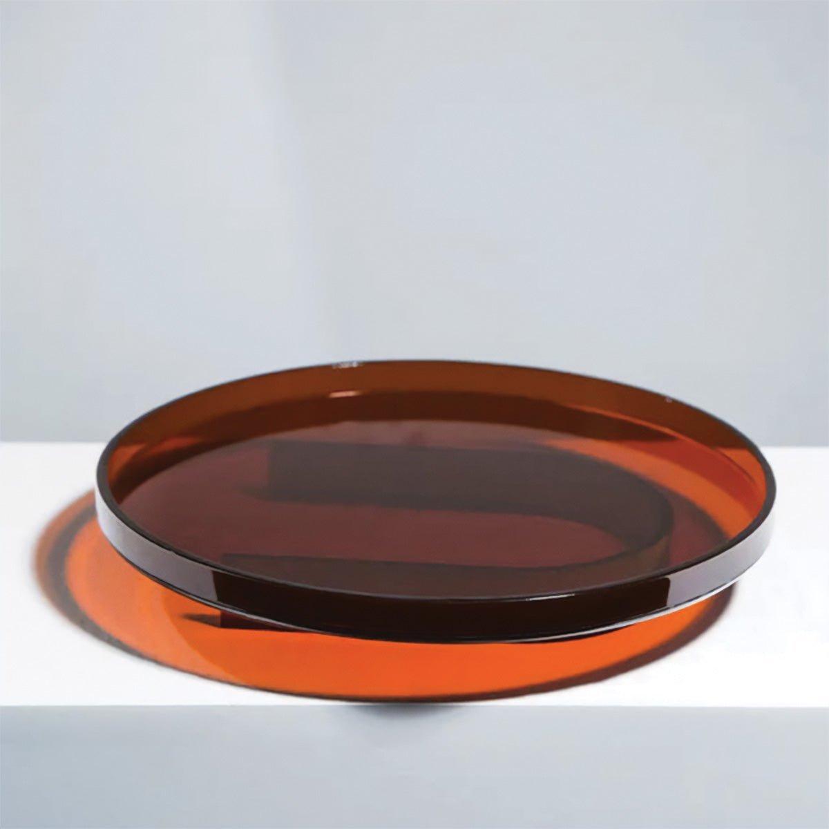 Modern Amber Acrylic Rectangular And Round Serving Tray