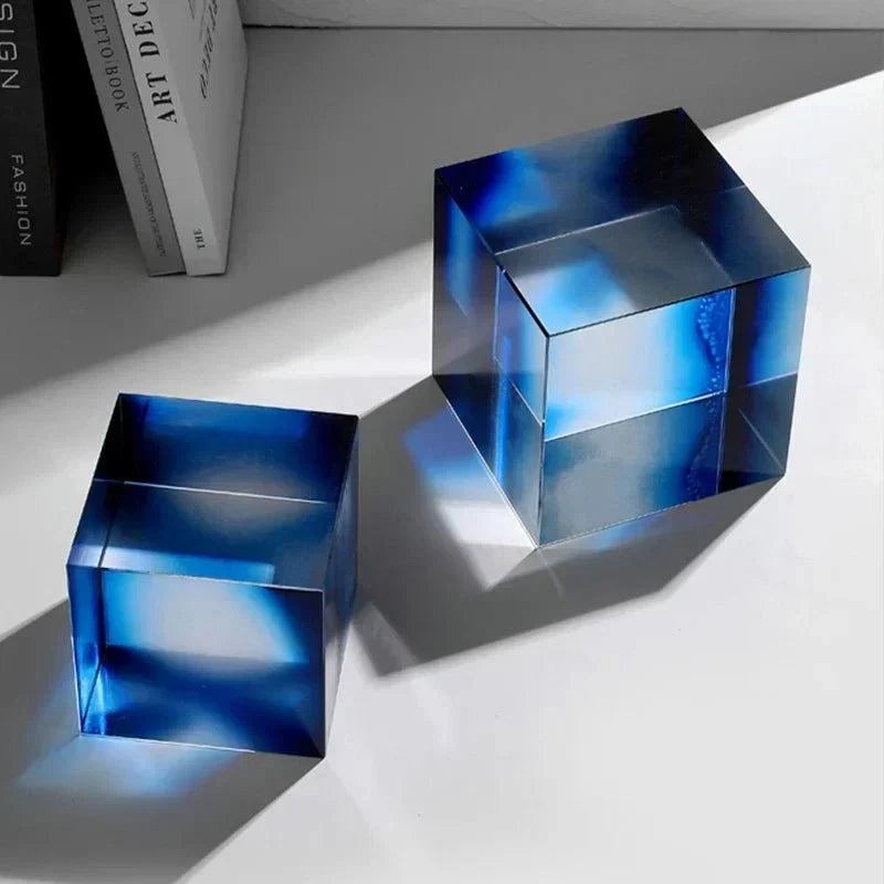 Geometric Polished Crystal Cube Arch Nonslip Bookends