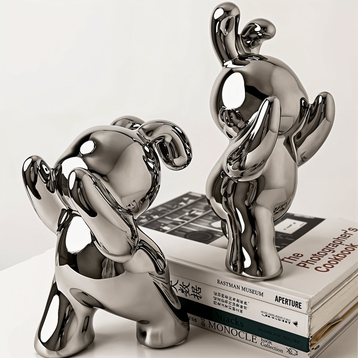 Sculptural Rabbit Shaped Modern Weighted Bookends Set