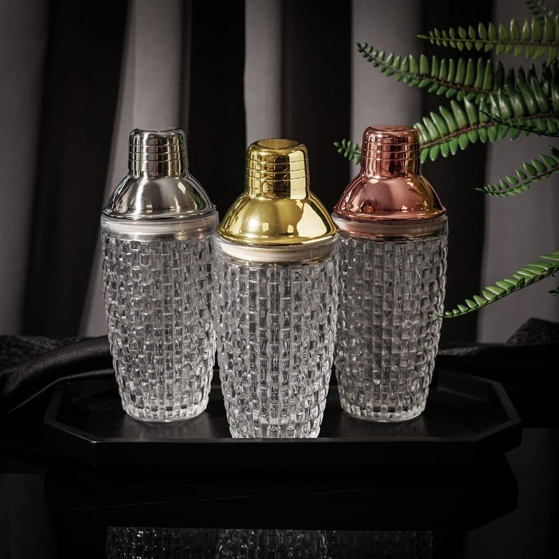 Clear Glass Gold Accent Stainless Steel Cocktail Shaker