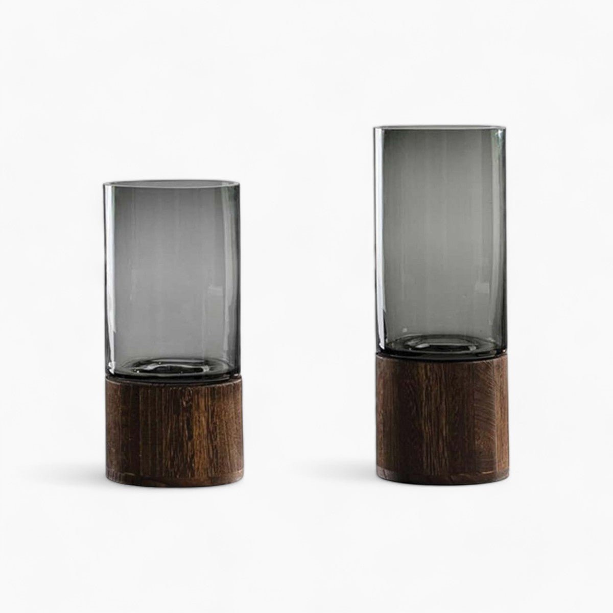 Natural Wood and Glass Contrast Flower Vase