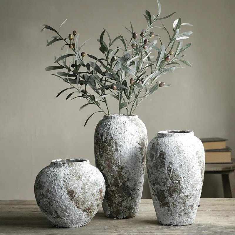 Minimalist Stone-Finish Ceramic Decorative Vase For Living Room