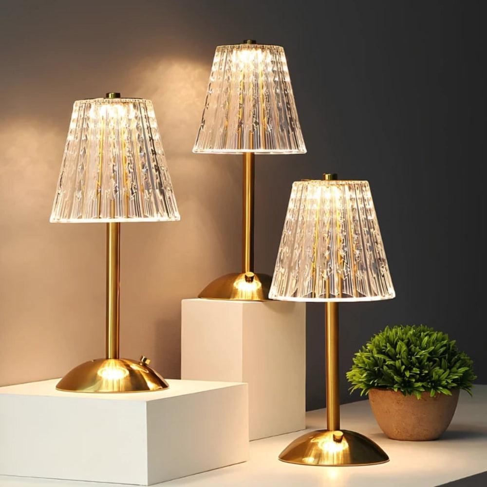 Crystal Faceted Cordless Rechargeable Dimmable Touch Control Table Lamp
