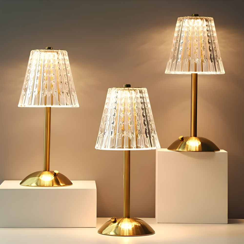 Crystal Faceted Cordless Rechargeable Dimmable Touch Control Table Lamp