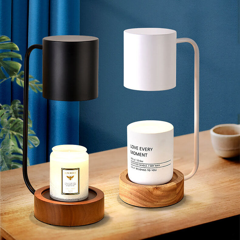 Japanese Minimalist Wood And Metal Candle Warmer Table Lamp