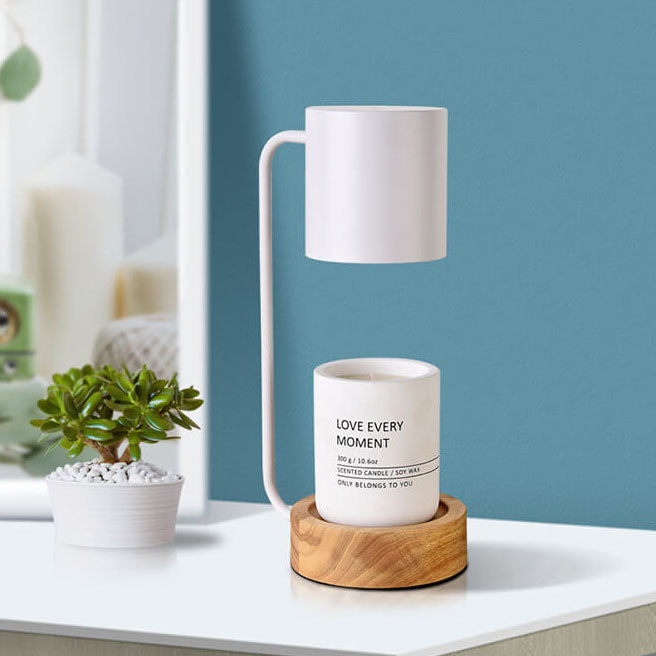 Japanese Minimalist Wooden Base Dimmable Candle Warmer Table Lamp