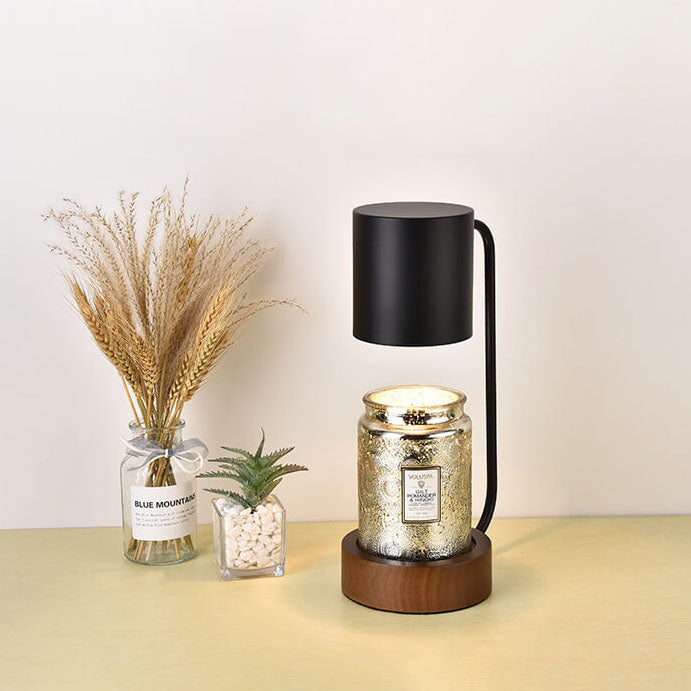 Japanese Minimalist Wood And Metal Candle Warmer Table Lamp
