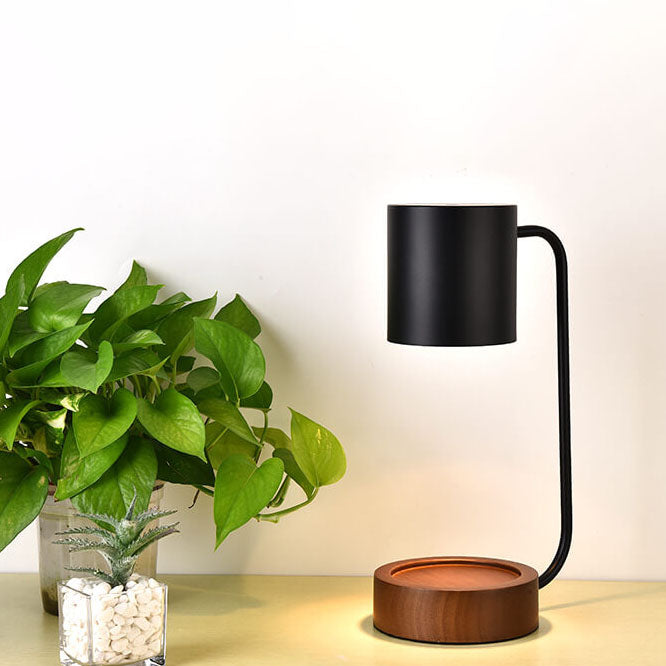Japanese Minimalist Wood And Metal Candle Warmer Table Lamp