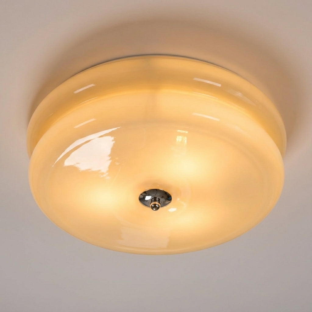 Sculptural Art Deco Glass Flush Mount Ceiling Light
