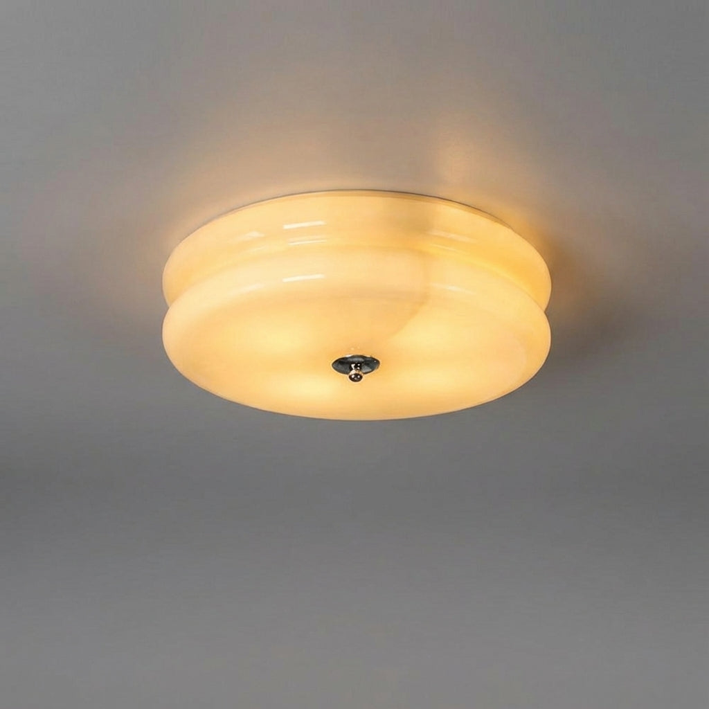 Sculptural Art Deco Glass Flush Mount Ceiling Light