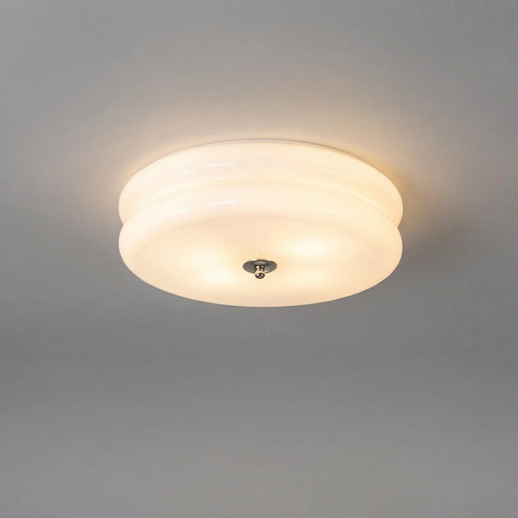 Sculptural Art Deco Glass Flush Mount Ceiling Light