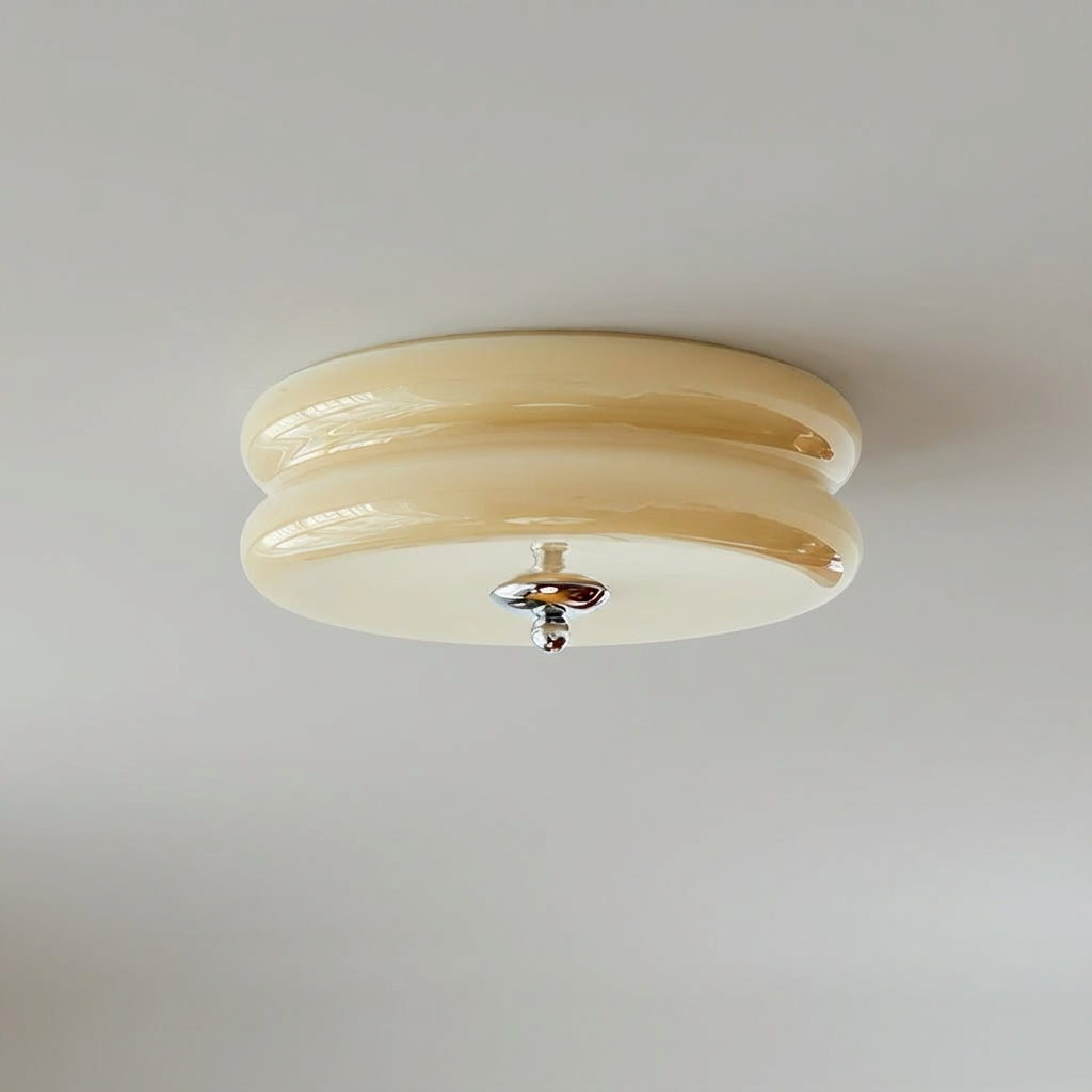 Sculptural Art Deco Glass Flush Mount Ceiling Light