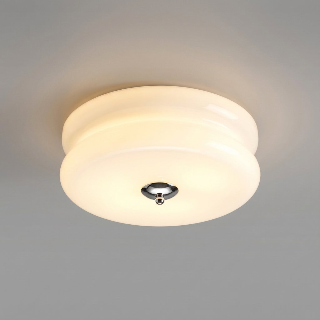 Sculptural Art Deco Glass Flush Mount Ceiling Light