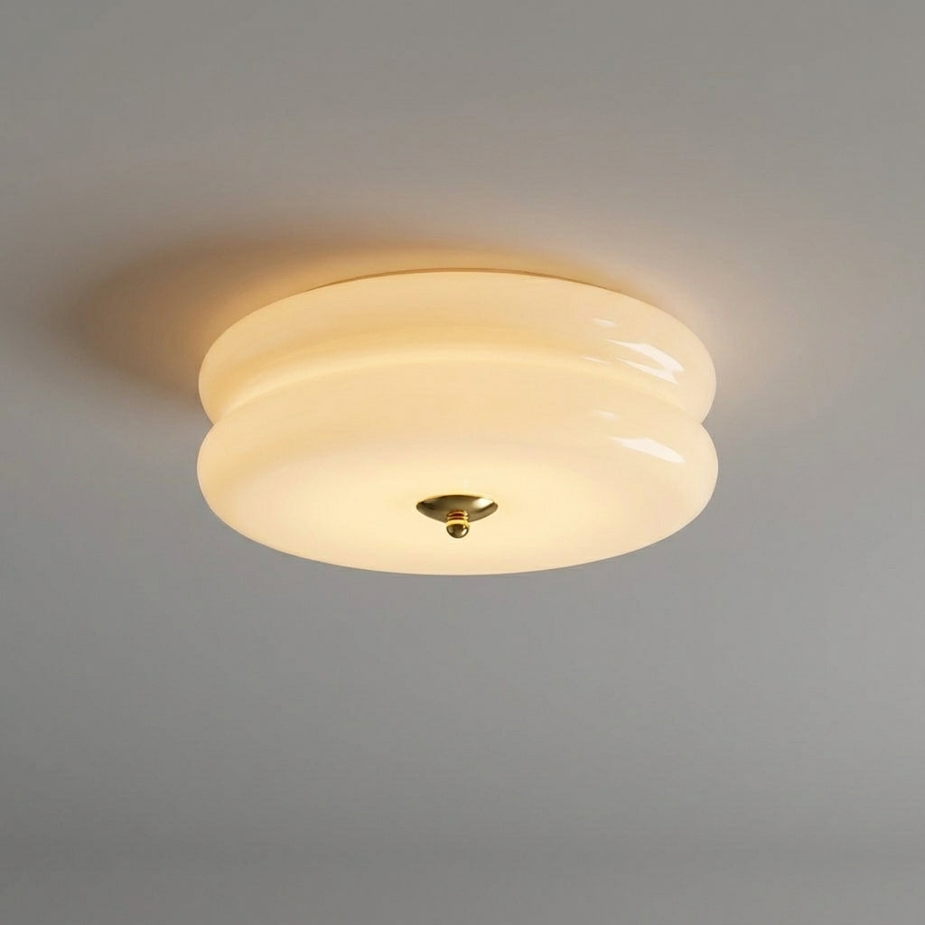 Sculptural Art Deco Glass Flush Mount Ceiling Light