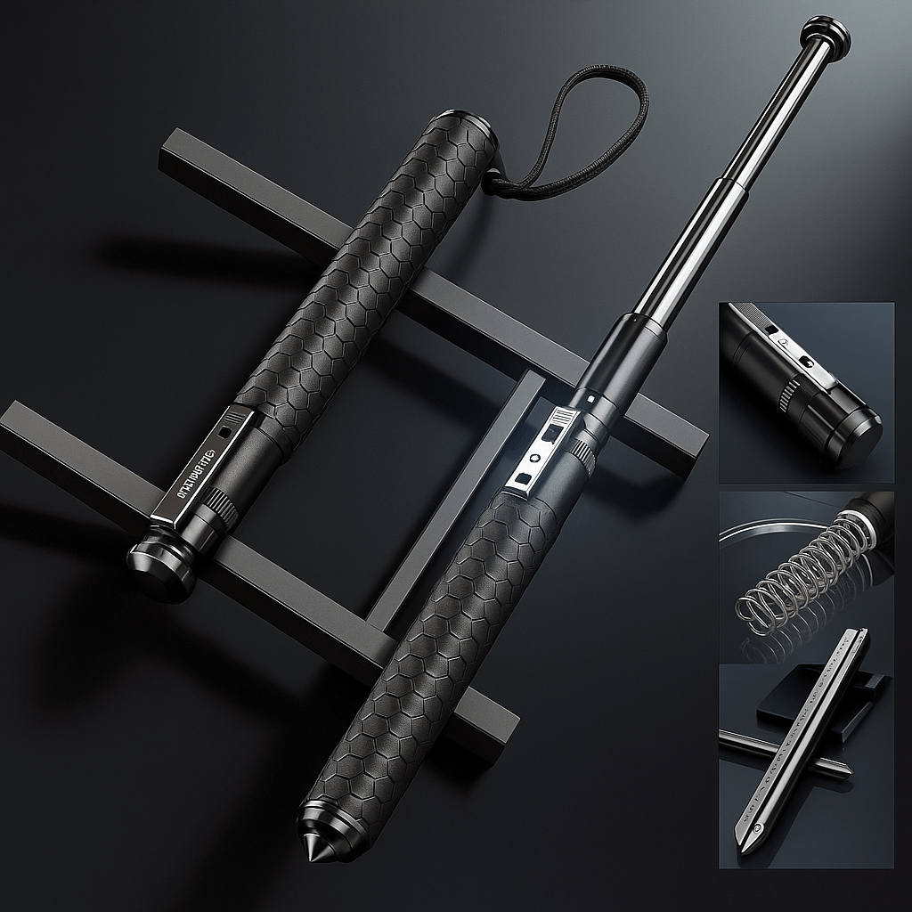 Alloy Steel Quick-Deploy Adjustable Ergonomic Non-Slip Handle Walking Stick