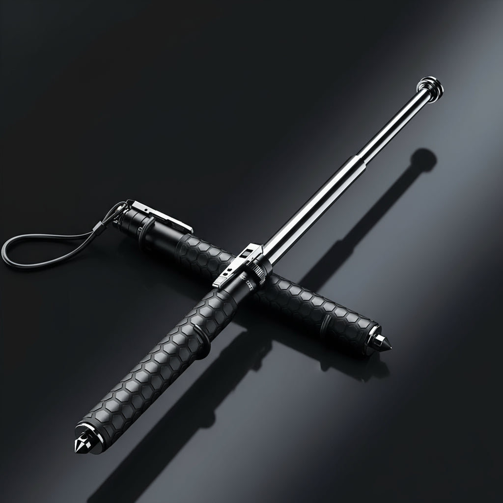 Alloy Steel Quick-Deploy Adjustable Ergonomic Non-Slip Handle Walking Stick